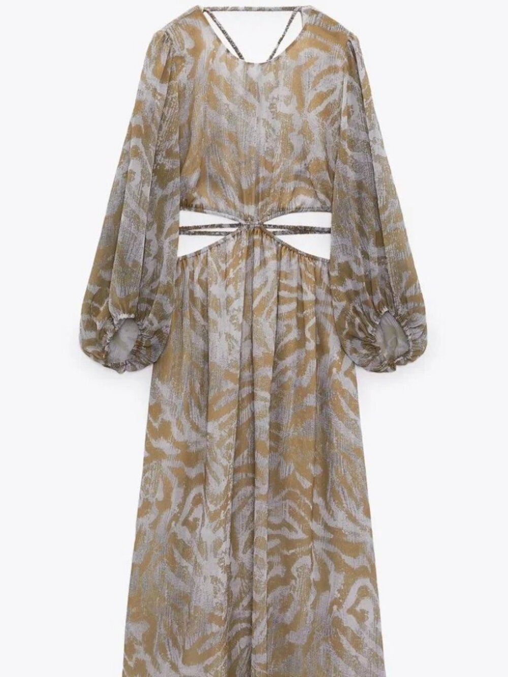 Zara Printed Cut Out Maxi Dress – Women’s Size [ M ] – Long Sleeve Dress